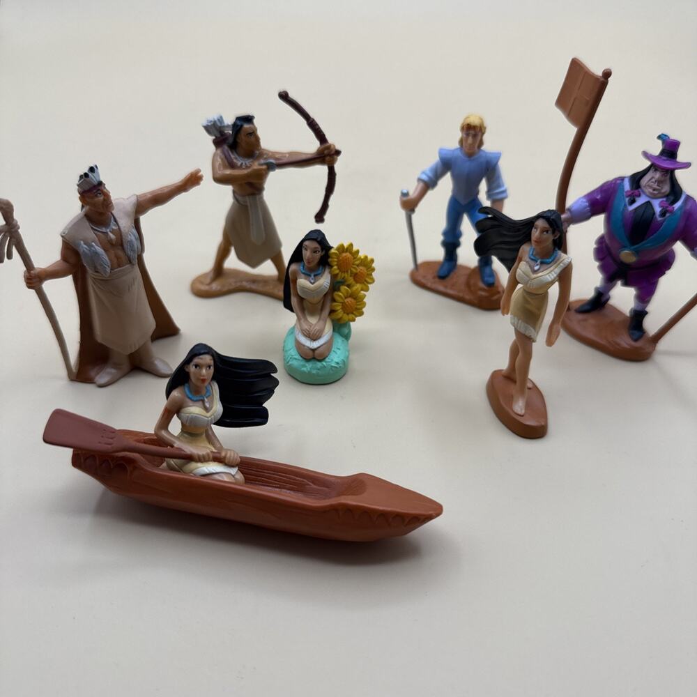 Vintage 1995 Disney Pocahontas Burger King Toy Figures Set of 7 Lot